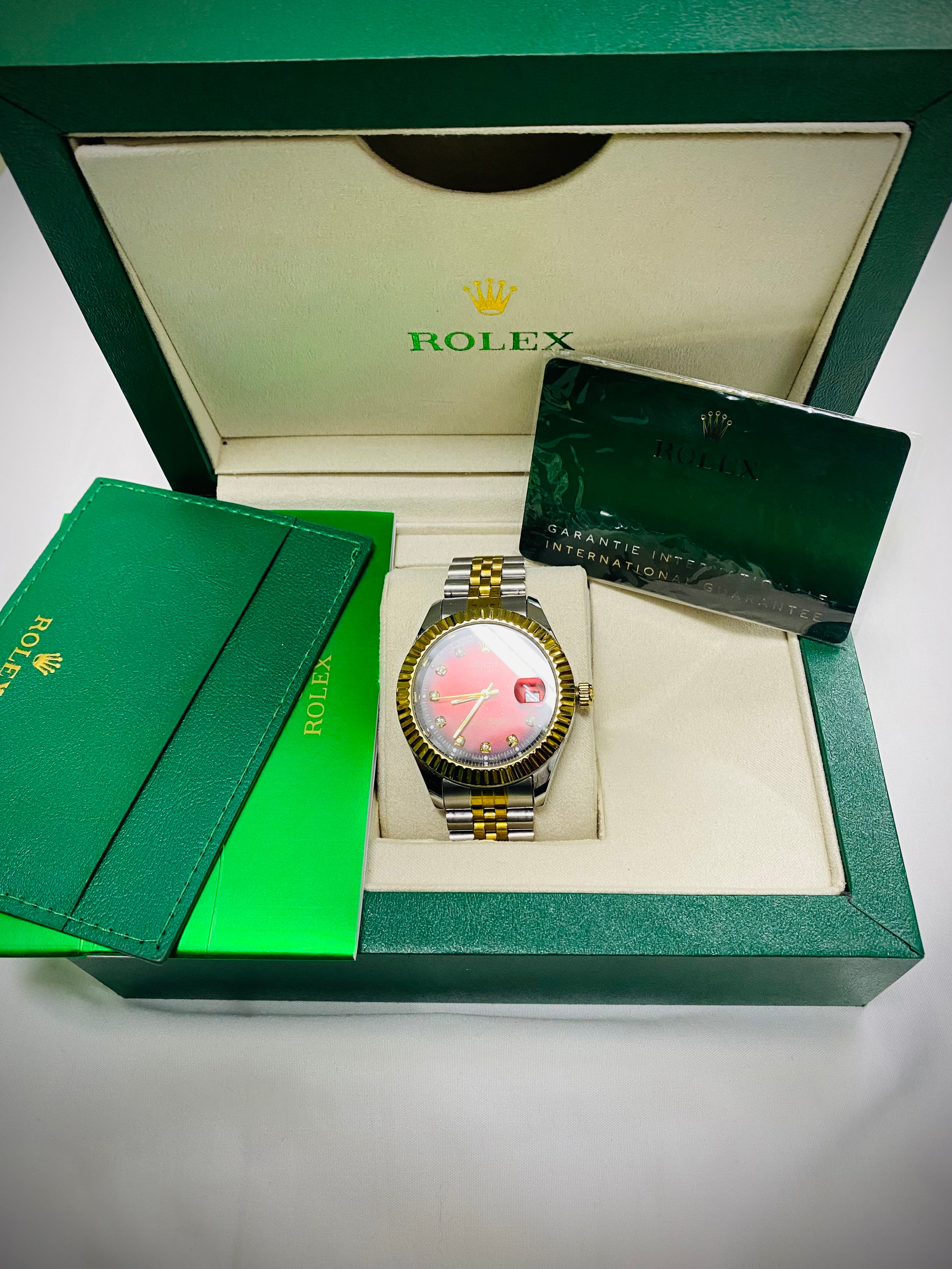 Luxury Rolex Style Automatic Watch with Premium Box & Card ⌚✨