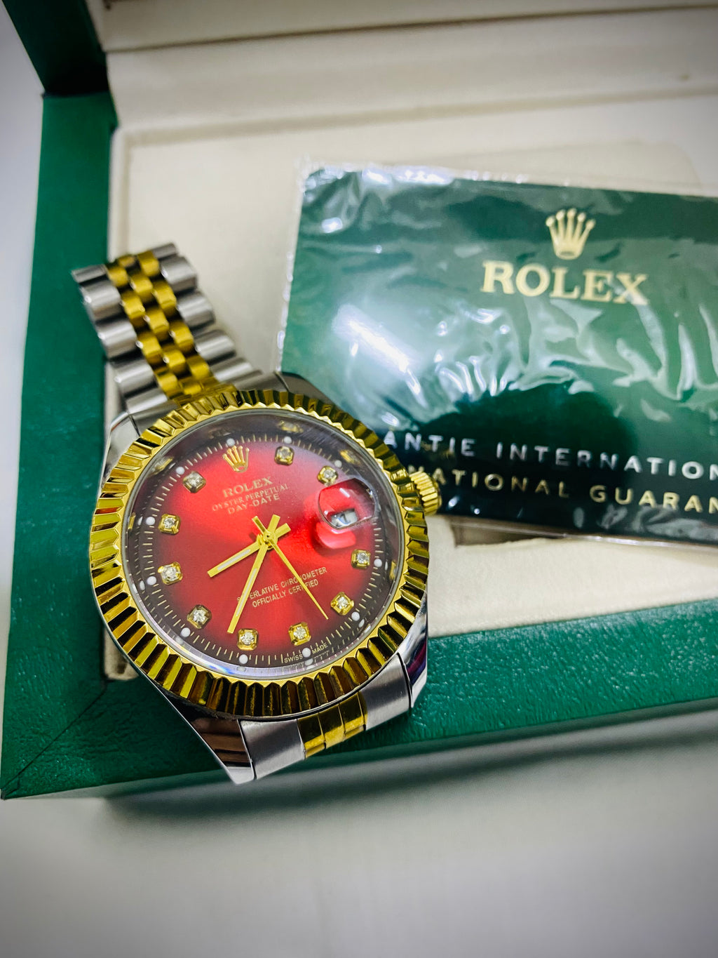 Luxury Rolex Style Automatic Watch with Premium Box & Card ⌚✨